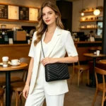 Fashionable Elegant Argyle Quilted Small Square Bag Woven Chain Magnetic - Image 3