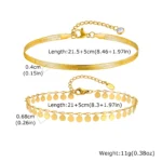 Anklet Set Layered for Women 18K Gold Plated Stainless Steel Flat Snake - Image 2