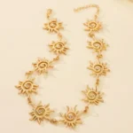 Kpop Vintage Punk Rhinestone Vortex Sun Pendant Chain Necklace for Women - Image 4