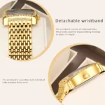 YaLaLuSi Tonneau Square Full Rhinestone Women Watch Black Dial Double Halo Crystal Bezel - Image 2