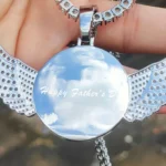 Custom Picture Pendant Iced Out Pendant With Small Circle Angel Wings Diamond - Image 4