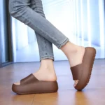 2026Unisex Bathroom Slippers Cloud Cushion Slides Summer Flat Sandals Thick Platform - Image 3