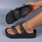 Women's Summer Shoes Soft Sole EVA Slippers Double Adjustable Buckles Platform
