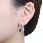 Hot Sale 925 Sterling Silver Hoop Earrings, Creative Playing Card Design High - Image 5