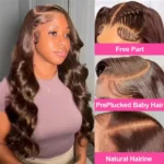 Body Wave Wig 46 Inches #4 Chocolate Brown Remy Hair 13x4 13x6 HD Transparent - Image 3