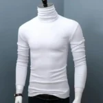 Fall Winter Men Turtleneck Top Long Sleeve Base Shirt Slim Fit Pullover Casual Warm