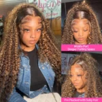 30 32 Inch Highlight Ombre Lace Frontal Wig Curly Human Hair Wigs 4/27 Colored 13x4 - Image 5