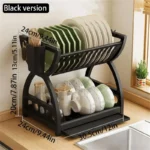1 Pcs New 2-Tier Dish Drying Rack Kitchen Countertop Drainer Plate Bowl Organizer Storage - Image 5