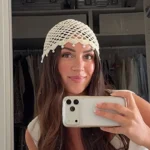 New Pearl Beanie Hat for Women Summer Fashion Hollow Handmade Crochet Beanie - Image 2