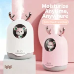 300ml USB Plug Cute Deer Humidifier Quiet Desktop Night Light Humidifier Portable - Image 2