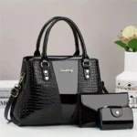 3pcs Set PU Crocodile Embossed Women'S Bag Set, Lightweight Women'S Shoulder