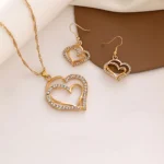 Sparkling Rhinestone Double-layer Hollow Heart-shaped Pendant Necklace - Image 3