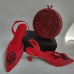 Insightlink Silver Ab Handmade Shoes and Bag Set Diamond Sandals for Wedding - Image 6