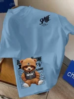 European and American men's summer personalized letter bear print comfortable - Image 4