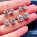 Premium 0.5-2ct Moissanite Diamond Stud Earrings for Women Orginal 925 Sterling Silver