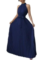 Elegant Halter Neck Off-Shoulder Dress Women's Summer Fashion Crinkle - Image 2