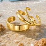 3Pcs Toe Rings for Women Non Tarnish 14K Gold Filled Adjustable Toe Ring Set Daisy CZ Plain Hug - Image 4