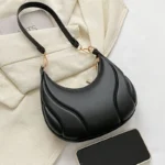 Women's French Handbag Shoulder Bag Textured Crossbody Bag Zipper Closure - Image 2