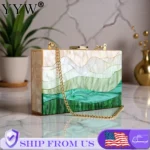 Acrylic Chain Handbag Box Clutch Evening Bags Luxury Wedding Women Dinner Dress