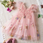 Girls' Dress Summer Lace Floral Print Cute Princess Baby Girl Dress Adorable - Image 3