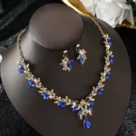 3PC Cross Mirror European and American Exaggerated Banquet Gemstone Necklace Earnail - Image 4