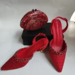 Insightlink Silver Ab Handmade Shoes and Bag Set Diamond Sandals for Wedding - Image 4