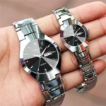 1/2pcs Couples Dial Cutting Quartz Watch Business Fashion Analog Calendar Wrist Watch