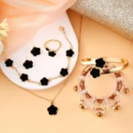 5 Pcs Set Jewelry Stainless Steel Five Leaf Clover 316L Bracelets For Women