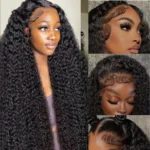 13X6 HD Deep Wave Lace Front Wigs Human Hair 250 Density Natural Black Brazilian Pre Plucked Glueless - Image 2