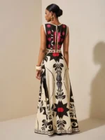 Elegant Red Floral Tribal Sleeveless Dress High Waist A Line Maxi Gown Outfits - Image 2