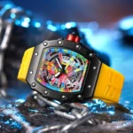 Luxury Watch Men Wrist Watches Tonneau Multifunction Graffiti Dial Auto Date Waterproof