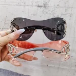 KLASSNUM Y2K Vintage Women's Luxury Sunglasses Gradient SunGlasses Men Rimless - Image 2