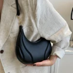 Women's French Handbag Shoulder Bag Textured Crossbody Bag Zipper Closure - Image 6