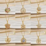 Women Rotating Flower Pendant Necklace Minimalist Elegant Versatile