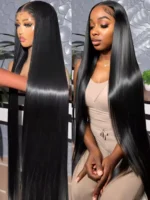 40 46 Inch 13x4 13x6 HD Transparent Bone Straight Lace Front Wigs 220