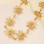 Kpop Vintage Punk Rhinestone Vortex Sun Pendant Chain Necklace for Women - Image 5