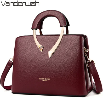 GENUINE VANDERWAH High Quality Leather Casual Tote Luxury Handbags Women Bags