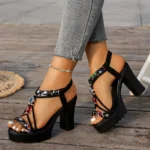 Vintage Rivet Decor Wedge Sandals for Women 2026 Summer High Heels Platform