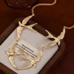 Hiphop Punk Gold Color Little Swallow Necklace for Women Exaggerated Splicing Chain - Image 5