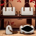 Women Alphabet Shoulder Bag with Golden "M" Logo, Synthetic Faux Leather - Image 4