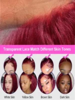 99J Burgundy Straight Wig 200% Density Remy Hair 13x6 HD Transparent Lace Frontal - Image 5