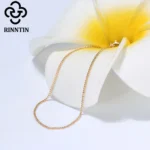 Rinntin Solid 925 Sterling Silver 1.0mm Side Chain Necklace for Women Girls - Image 5
