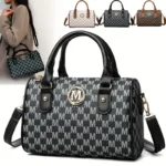 Women Alphabet Shoulder Bag with Golden "M" Logo, Synthetic Faux Leather