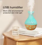 7 Colors Cracked Vase Air Humidifier Star Sky Deep Wood Grain Hollow Out Home - Image 3