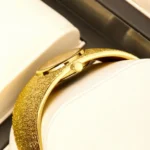YaLaLuSi Textured Wide Gold Cuff Bangle Women Watch Oval Dial Crystal Index - Image 2