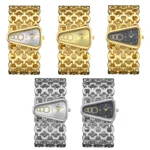 YaLaLuSi Unique Asymmetrical Triangle Gold Ladies Watch White Dial Hollow Interlocked Chain Bracelet - Image 7
