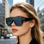 Luxury Shield Sunglasses Men Women Y2K Oversized Rimless One Piece Sun - Image 2