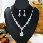 1 Set Of Fashionable Copper Inlaid Claw Chain Necklace, Earrings, Jewelry Set - Image 6
