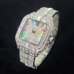 2025 New Luxury Diamond Watch Men Fashion Iced Out Square Colorful Number Watches Hip - Image 2