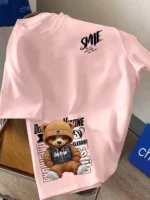 European and American men's summer personalized letter bear print comfortable - Image 2